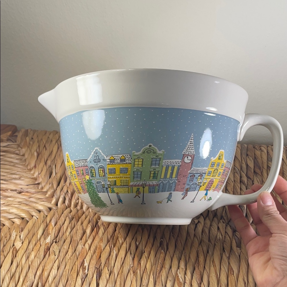 Charming Winter Scene Mixing Bowl - White and Blue